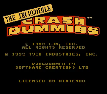 Incredible Crash Dummies, The (Europe) screen shot title